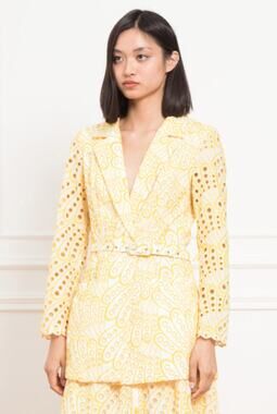 Charo Ruiz Kora Yellow Jacket With Broderie Embroidery Womens Small